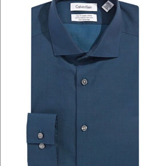 Calvin Klein Slim Fit Performance Dress Shirt-CYPRESS-15.5-34/35 - Picture 1 of 4